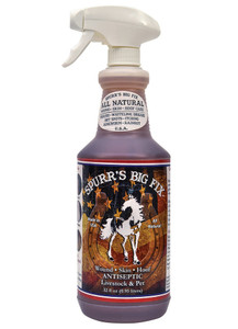 Now you can have just 1 antiseptic spray for all your livestock and pets with Spurr's Big Fix! This antibacterial and anti-fungal spray quickly reduces pain and itching while treating the affected area. The natural menthol and other essential oils are good for sore muscles and joints, as well as repelling ticks and other nasty critters. Just spray daily for treatment and weekly for preventative maintenance. Now you can have just 1 antiseptic spray for all your livestock and pets with Spurr's Big Fix! This antibacterial and anti-fungal spray quickly reduces pain and itching while treating the affected area. The natural menthol and other essential oils are good for sore muscles and joints, as well as repelling ticks and other nasty critters. Just spray daily for treatment and weekly for preventative maintenance.