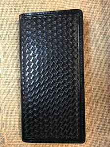 Men's Black Checkbook Wallet from Western Fashion Accessories, quality made, genuine leather, hand crafted and designed in the USA.