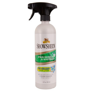 Absorbines ShowSheen Stain Remover & Whitener Eliminates even the toughest manure, urine and grass stains and gets white markings their whitest! Shop affordable and best price Grooming Supplies and Polishes at Pilot Point Feed Store! Absorbines ShowSheen Stain Remover & Whitener Eliminates even the toughest manure, urine and grass stains and gets white markings their whitest! Shop affordable and best price Grooming Supplies and Polishes at Pilot Point Feed Store!