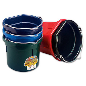 Little Giant Flat-Back buckets are a favorite on farms and ranches everywhere. The Flat-Back fits more compactly for hanging against a wall or fence, plus it makes hauling heavy loads a lot easier. Our buckets are made from polyethylene resin that is impact resistant, protects against warpage, and helps prevent stress cracks. This bucket features a heavy-duty wire bail with notch for hanging, and stacking ribs so the pails come part easier when stacked. 11.5 inch long by 12 inch wide by 9 inch high, holds 8 quarts (2 gallons). Available in many other colors and sizes. Shop Best Deals and Affordable Price Barn & Tack Supplies and Buckets at Pilot Point Feed Store! Your One-Stop-Shop! Little Giant Flat-Back buckets are a favorite on farms and ranches everywhere. The Flat-Back fits more compactly for hanging against a wall or fence, plus it makes hauling heavy loads a lot easier. Our buckets are made from polyethylene resin that is impact resistant, protects against warpage, and helps prevent stress cracks. This bucket features a heavy-duty wire bail with notch for hanging, and stacking ribs so the pails come part easier when stacked. 11.5 inch long by 12 inch wide by 9 inch high, holds 8 quarts (2 gallons). Available in many other colors and sizes. Shop Best Deals and Affordable Price Barn & Tack Supplies and Buckets at Pilot Point Feed Store! Your One-Stop-Shop!