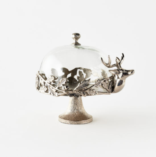 Metal & glass Deer Cake Pedestal.  Measures 12.25" x 14.5.    Shop affordable and best deals for Christmas gifts and accessories in our Boutique at Pilot Point Feed Store!  Always find Trendy, Stylish and Popular Home Decor' in our store.