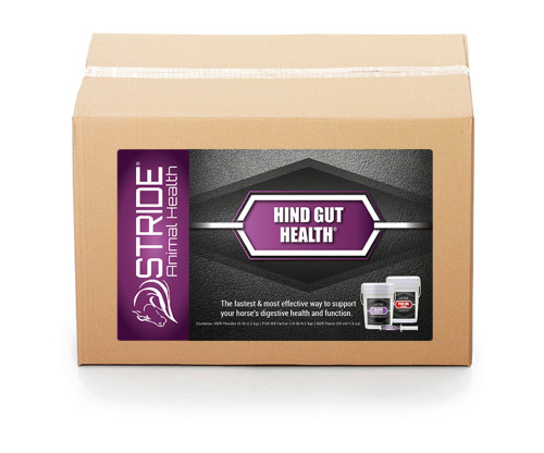 The Hind Gut Health® Program contains 3 supplements packaged in an easy-to-carry box. The included daily checklist will help you feed the correct product in the correct amount on the correct day to achieve optimal results. This program should be used to:

Support a positive attitude towards work.
Balance the horse’s intestinal microflora.
Support normal digestive function in horses.
Support normal consistency of your horse’s manure.
Support your horse’s ability to maintain desired body condition.
Support your horse’s desired energy level and stamina.
Support your horse’s ability to flex laterally (a horse with an inflamed intestine cannot flex freely).
Support a normal appearance in the flank area.
Key Ingredients:

Beta Glucans
Yeast Cultures (a source of mannan oligosaccharides)
Prebiotics
Probiotics
EPA (Omega 3)
DHA (Omega 3)
The Hind Gut Health Program includes ADR Paste, ADR Powder and Fish Oil Factor.

Contains 30 servings of product.