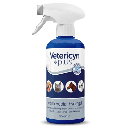 Vetericyn Plus® Antimicrobial Hydrogel is designed to adhere to the site of application, creating a barrier for the wound. The gel sprays in a fine mist and gels on contact to cling to the site and immediately provide soothing relief and protection. The hydrogel provides the optimized moisture (not too wet or too dry) to maximize the wound healing environment while helping to keep dirt and debris out of the area. Vetericyn Plus® Antimicrobial Hydrogel will not cause dermal irritation and is safe for use in sensitive areas. For best results, we recommend flushing and cleansing the wound with Vetericyn Plus® Wound and Skin Care liquid prior to applying the hydrogel. Shop affordable and best price Animal Health products at Pilot Point Feed Store! Vetericyn Plus® Antimicrobial Hydrogel is designed to adhere to the site of application, creating a barrier for the wound. The gel sprays in a fine mist and gels on contact to cling to the site and immediately provide soothing relief and protection. The hydrogel provides the optimized moisture (not too wet or too dry) to maximize the wound healing environment while helping to keep dirt and debris out of the area. Vetericyn Plus® Antimicrobial Hydrogel will not cause dermal irritation and is safe for use in sensitive areas. For best results, we recommend flushing and cleansing the wound with Vetericyn Plus® Wound and Skin Care liquid prior to applying the hydrogel. Shop affordable and best price Animal Health products at Pilot Point Feed Store!