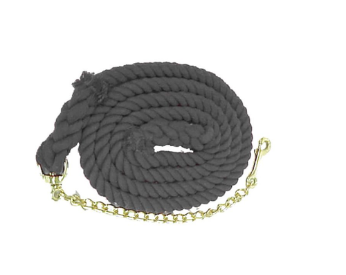 Braided Cotton Lead with Chain.  Lead is made of high quality cotton braided on an 24” stud chain.   Shop Best Price and Affordable Horse Tack and Trailer and Barn Supplies at Pilot Point Feed Store!