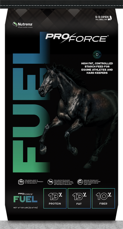 ProForce® Fuel is a High Fat, Controlled Starch Feed for Equine Athletes and Hard-Keepers.
It contains premium nutrition and is specifically tailored to support horses with the most demanding routines. No rider who has their eye on winning should go without it.   Shop affordable, best prices and deals on all your horse feeds and needs at Pilot Point Feed Store!  We are your One-Stop-Shop!