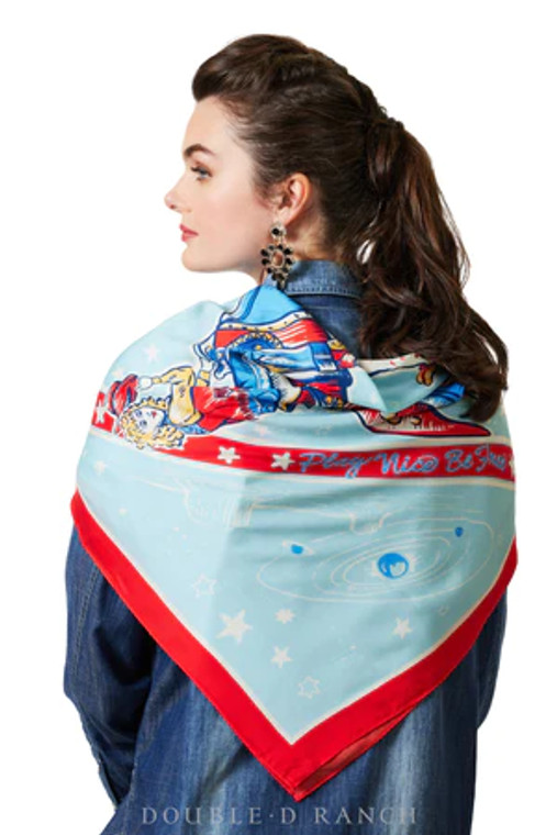 TIE ON SOME STELLAR STYLE!
This season’s signature scarf is all things intergalactic! Outer space meets Americana with cosmic cowgirl vibes and a whole lot of star-studded style.

color: multi
content: 100% viscose
embellishments: custom print
size: one size
style number: SCARF-148
collection: Throwback to the Future