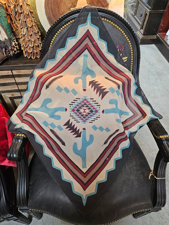 Enjoy this bold, soft scarf from Tasha Polizzi.  

Shop Affordable, Best Price and Deals on Fashion Clothing at Pilot Point Feed Store.  Always find Trendy, Stylish and Popular clothing in our Boutique!

Black and beige base with teal cacti and muticolored southwestern accents

28"x28"