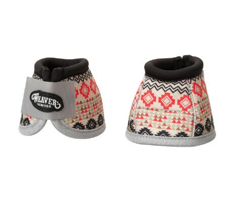 Weaver Print Ballistic No-Turn Bell Boots feature Weaver's bold western style and are constructed of heavy-duty 2520 denier ballistic nylon with a neoprene lining for the ultimate in performance and comfort. These bell boots are precisely-designed with an anatomical positioning bulb that helps prevent the boot from turning. Use to prevent injury to the tender heel area of the horse.