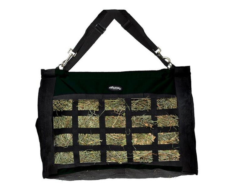 Weaver Slow Feed Hay Bag are top loading, constructed of durable 600 denier polyester with a mesh bottom for ventilation and two adjustable detachable straps for easy transportation and hanging options. Slow feed hay bags help to alleviate boredom, promote healthy digestion, reduce waste and are great for use in stalls or trailers.   Shop Affordable and Best Price Trailer and Barn Supplies and Hay Feeders at Pilot Point Feed Store!