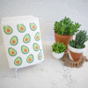 Avocado Swedish dish cloths staged with potted plants