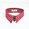 A red plaid upcycled fancy dog collar on a white blank background