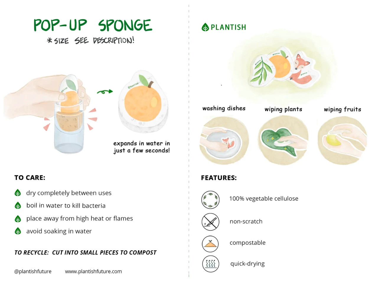 New Arrival Cute Kitchen Sponges Fruit Cellulose Wood Pulp Sponge