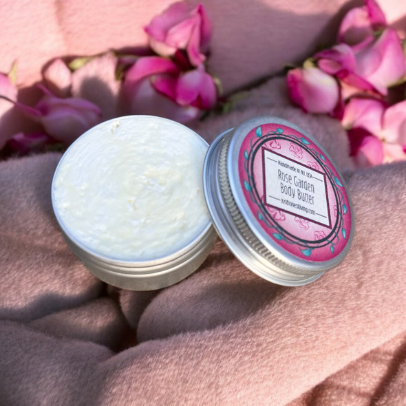 Whipped body butter in a rose scent