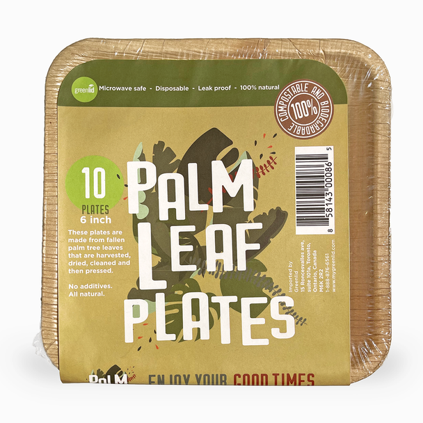 10-Pack of 6-inch Small Palm Leaf Plates 100% Compostable and Chemical Free by Greenlid