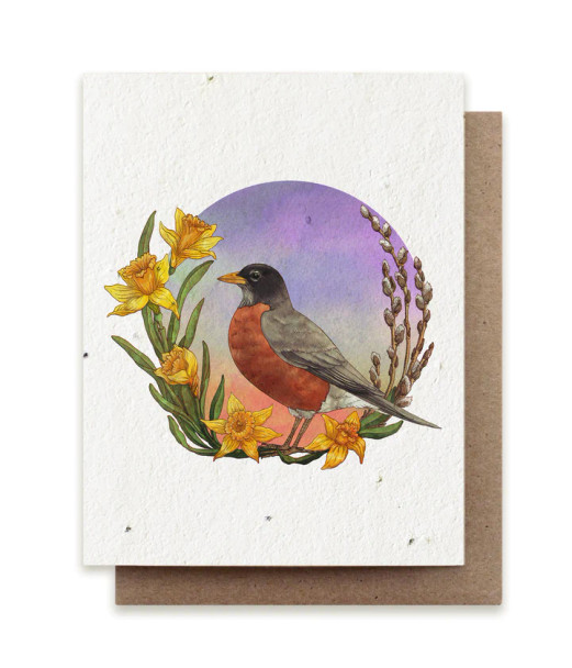 Spring Robin plantable herb seeded card