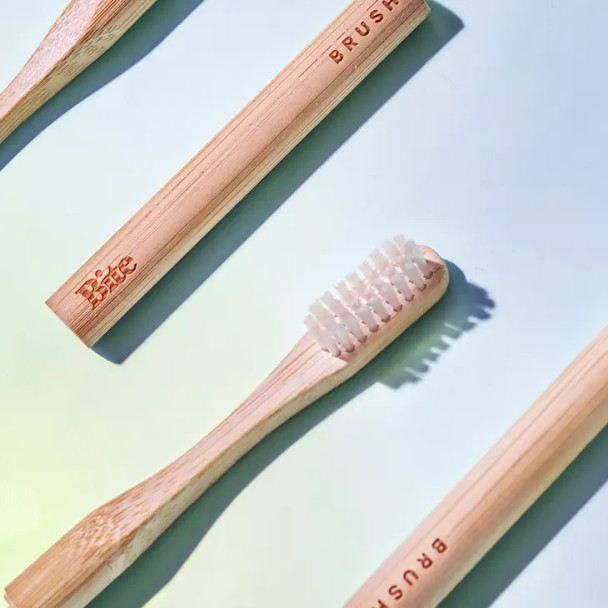 Bamboo Toothbrushes on blue/green ombre background