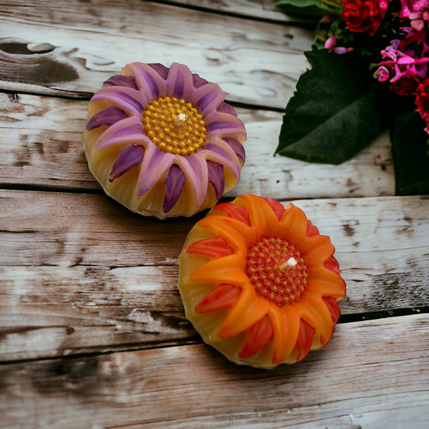 Lavender-Honey Hand-Painted Sunflower Candles