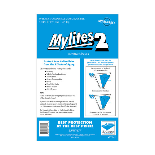 E. Gerber 50 Mylites2 Silver/Gold 2 Mil Comic Bags – Archival Quality, 775M2