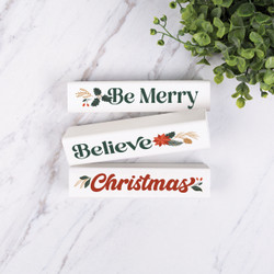 Stick Signs Set - Be Merry Believe Christmas - 3Pcs