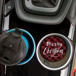 Christmas Car Coasters (Retail Pack) - Merry Red Plaid