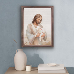 Wonderous Watercolors Collection Framed Linen Art - Jesus & Lamb
