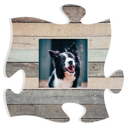 Puzzle Pieces Artwork Photo Frame - Multi-Colored Wood