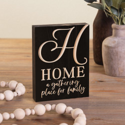 Carved Black Collection Word Block - Home A Gathering Place For Family