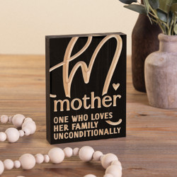 Carved Black Collection Word Block - Mother One Who Loves
