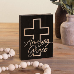 Carved Black Collection Word Block - Amazing Grace