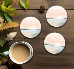 Ceramic Round Coaster Set - Sunset - 4/pk