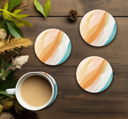 Ceramic Round Coaster Set - Watercolors - 4/pk
