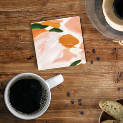 Ceramic Coasters - Orange Burshstroke