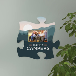 Lake & Lodge Collection Puzzle Pieces Photo Frame - Happy Campers