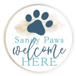 Coastal Collection Round Coaster - Sandy Paws Welcome