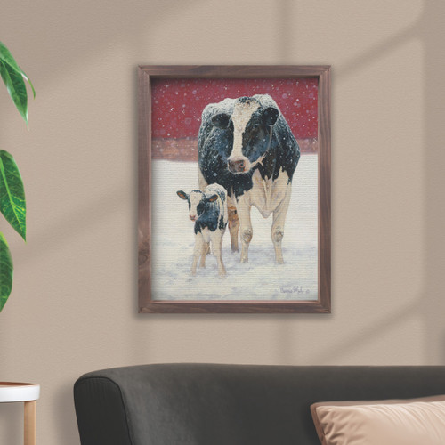 Festive Farmhouse Collection Framed Linen Art - Cows In The
