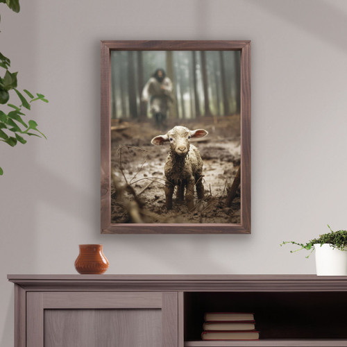 I Am Found Collection Framed Linen Art - Lamb - Small
