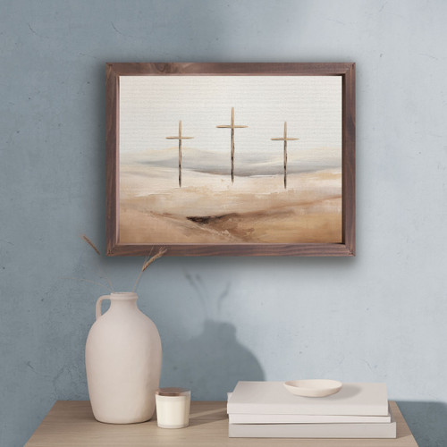 Wonderous Watercolors Collection Framed Linen Art - Three Crosses