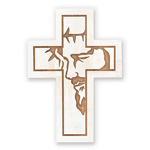 Carved Cross Of Faith Collection - Jesus White Small
