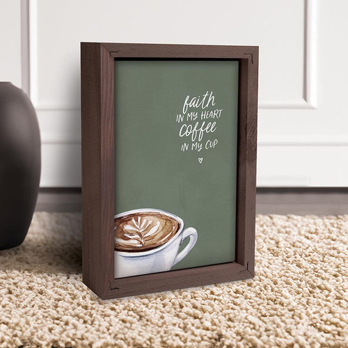 Framed Linen Art - Faith In My Heart Coffee