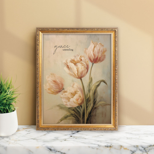 Gold Framed Linen Art - Grace Unending