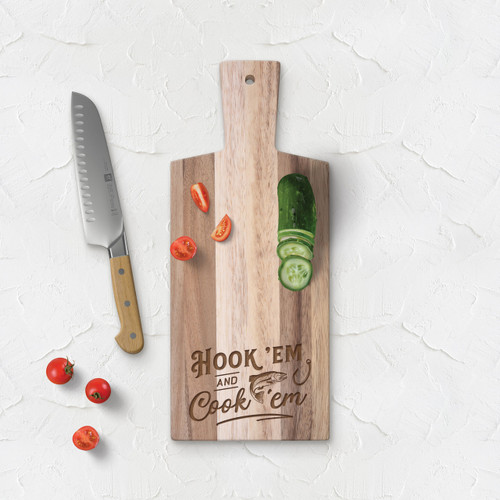 Wood Cutting Board - Hook 'Em And Cook 'Em