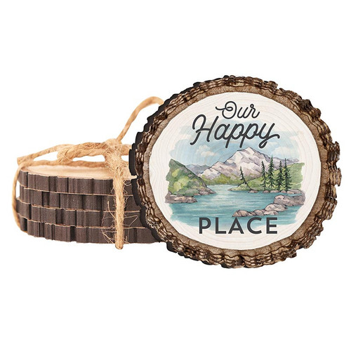 Lake & Lodge Collection Barky Sign - Our Happy Place Coaster Set - 4/pk