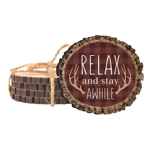 Lake & Lodge Collection Barky Sign - Relax And Stay Coaster Set - 4/pk