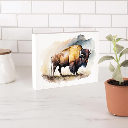 Lake & Lodge Collection Word Blocks - Buffalo