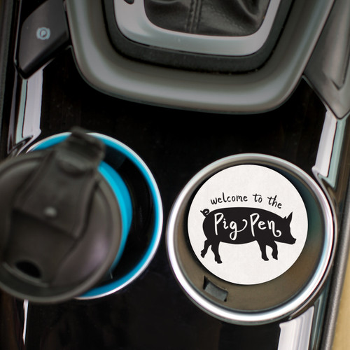 Ceramic Car Coasters (Retail Pack) - Welcome To The Pig Pen