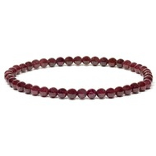 Garnet 4 mm Round Bead Stretch Bracelet