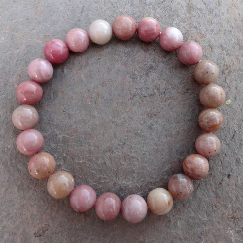 Rhodonite 6 mm Round Bead Stretch Bracelet