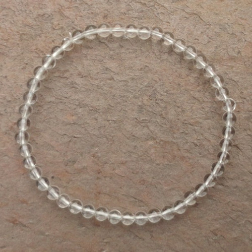 Quartz Clear 6 mm Round Bead Stretch Bracelet