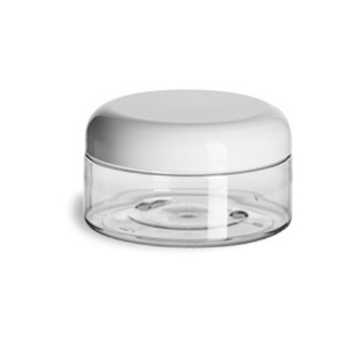8 oz Clear PET Jar w/ White Dome Lid (89mm)