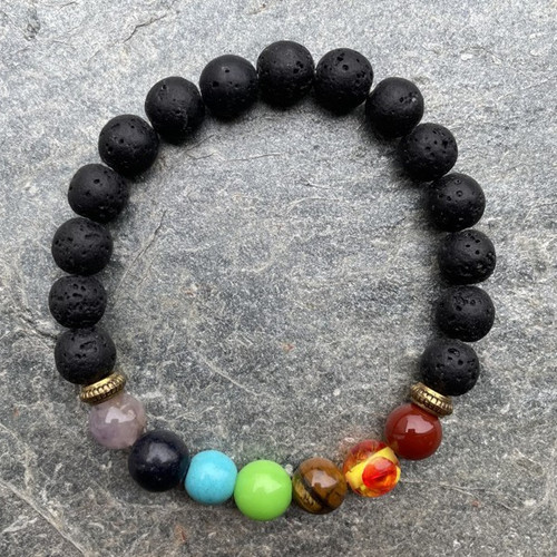 Lava Chakra 8 mm Round Bead Stretch Bracelet